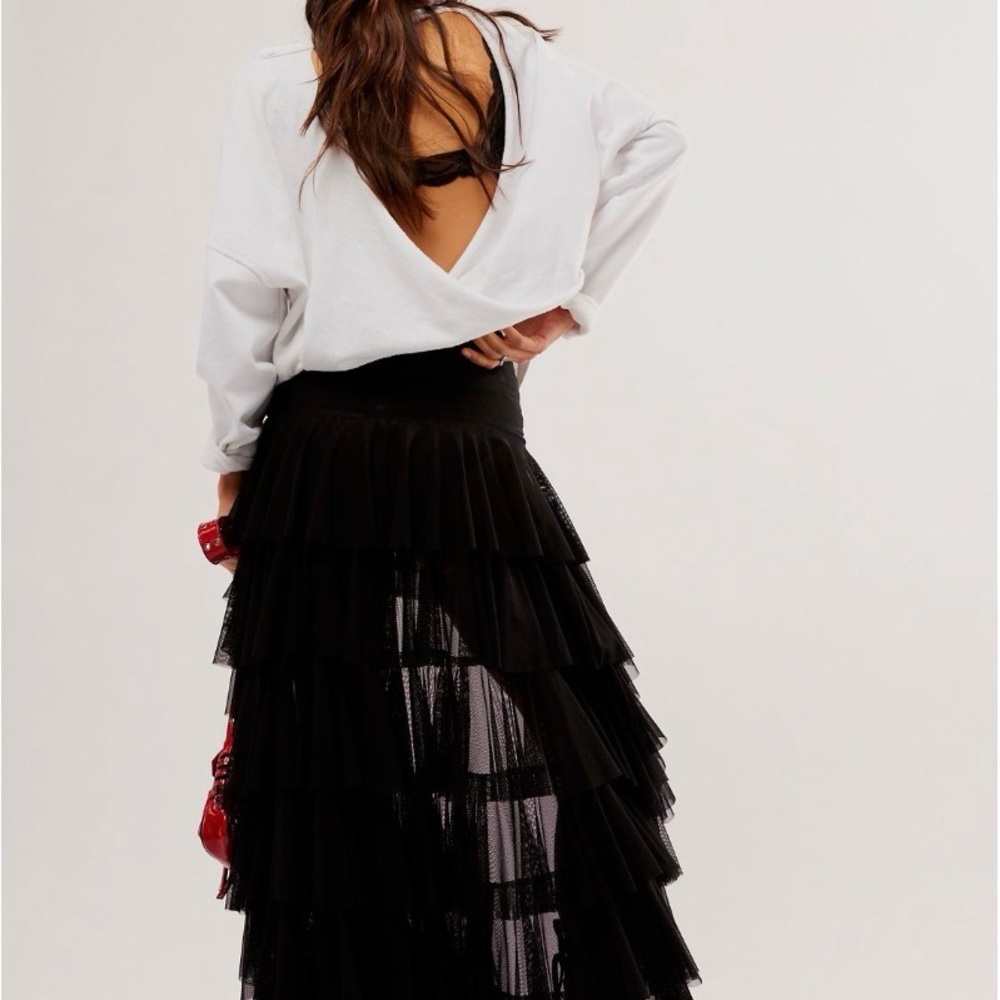 Norma Kamali Ruffle Hi-Lo Skirt